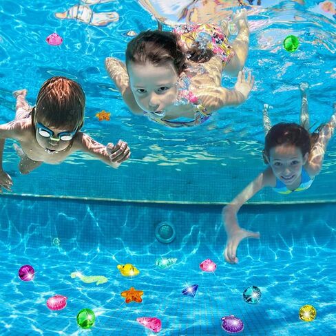 60pcs Diving Gems Pool Toys, Colorful Acrylic Diamond Pirate Treasure in Kuwait