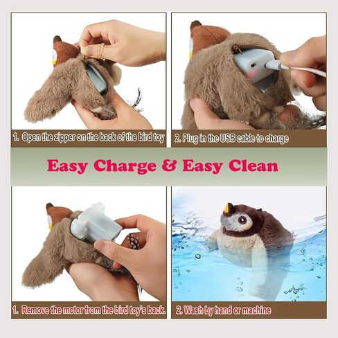 Upgraded Interactive Chirping Bird Cat Toys with Flapping Wings,No Flying Birds Cats Toy, Flying Simulation Electric Sparrow Shaking Hunting Pet Toy for Indoor-Larger in Kuwait