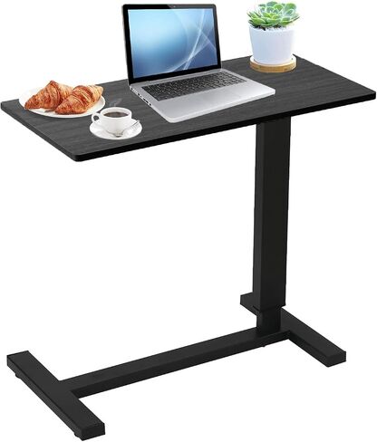 Erinaik Overbed Table with Swivel Hidden Wheels Adjustable Height, Pneumatic Mobile Standing Desk Laptop Bedside Table Multi-Purpose for Home and Hospital Use, Brown in Kuwait
