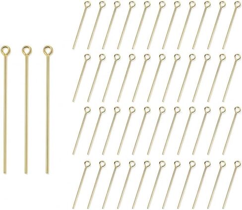 200Pcs Stainless Steel Eyepins for Jewelry Making, 50mm, Gold in Saudi Arabia