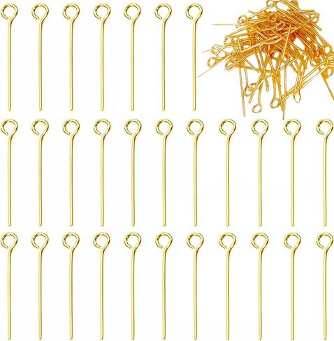 500PCS Gold Plated Metal Wire Eyepins, 9-Shape Open Eye Head Pins for Jewelry Making, 0.79inch Needles Eyepins Bulk for DIY Crafts Earrings Pendants Necklaces Bracelet Jewelry Finding Making in Kuwait