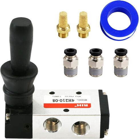 5 Way 2 Postion Air Hand Lever Operated Valve Pneumatic Solenoid Valve Manual Control Push Pull Valves 4H210-08 (1/4"NPT) in Kuwait