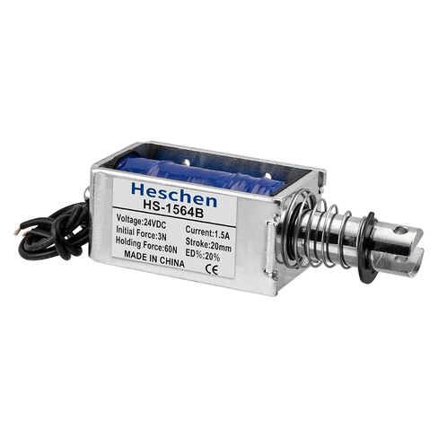 مغناطيس كهربائي بملف لولبي من Heschen، HS-1564B، DC12V 3A، شوط 25 مم، قوة 30 نيوتن، نوع سحب الدفع، إطار مفتوح، حركة خطية in Kuwait