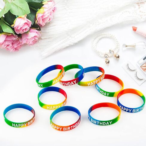 Happy Birthday Rubber Bracelets Colored Silicone Stretch Wristbands for Birthday Party Supplies Favors 30 Pack rubber bracelets for kids&teens Party Favor Sets in Kuwait