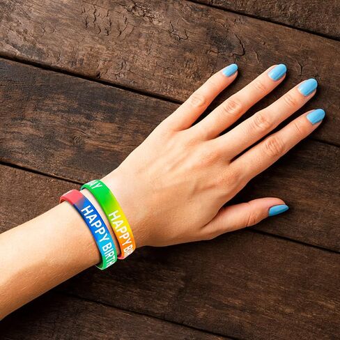 Happy Birthday Rubber Bracelets Colored Silicone Stretch Wristbands for Birthday Party Supplies Favors 30 Pack rubber bracelets for kids&teens Party Favor Sets in Kuwait