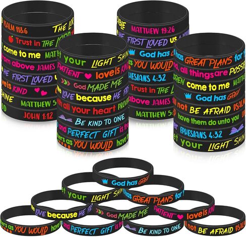 Gueevin 60 PCS Bible Verse Bracelets for Kids Christian Bracelets Bracelets يسوع معصمه Dedivation Devilital Moving Gifts Scholar Scholar Scholar (Classic Color) in Kuwait
