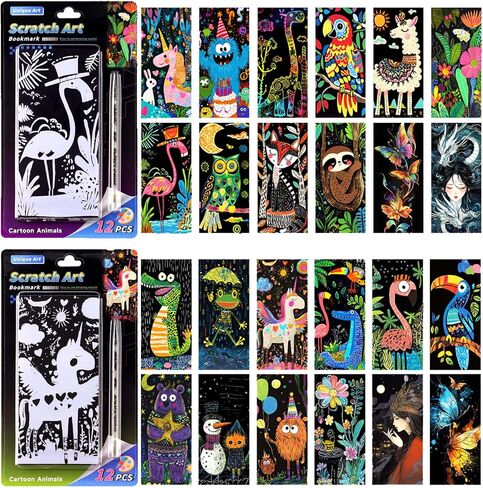 Scratch Card Art Bookmark Kit for Adults - DIY Creative Scratch Painting Bookmarks with Card Crafting Tools, Stress Relief Art Supplies for Reading, Journaling(24 Sheets) (City Series I) in Saudi Arabia
