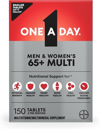 One A Day Proactive 65+, Mens & Womens Multivitamin, Supplement with Vitamin A, Vitamin C, Vitamin D, and Zinc for Immune Health Support*, Calcium, Folic Acid & more, Tablet 150 Count in Saudi Arabia