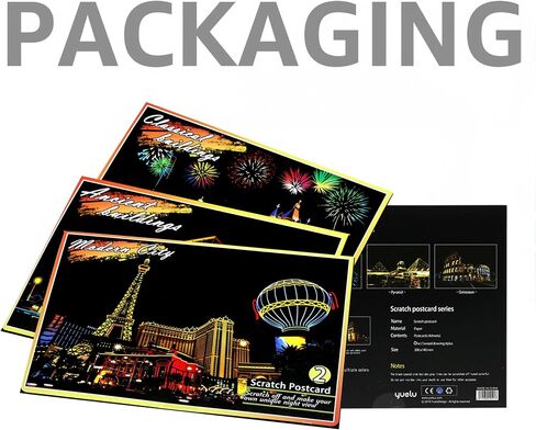 12-Sheet Rainbow Scratch Art Set with Tools, World Landmark Postcard Kit in Saudi Arabia