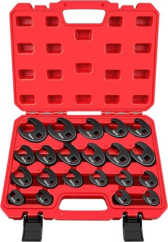 C&T 21Pcs Crows Foot Wrench Set, 3/8" & 1/2" Drive Metric 8-32mm in Kuwait