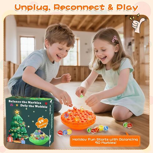 Marble Balance Game - 50 Colorful Marbles with Built-in Storage, Fun Family Challenge for 1-4 Players, Educational Toy for Kids & Adults, Perfect for Parties, Travel & Birthday Gifts (Pumpkin Orange) in Saudi Arabia