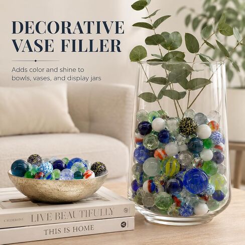 HYSTYLE 61 Pcs Glass Marbles Bulk, Multiple Colors Assorted Cat Eye Marbles in 3 Sizes, Decorative Glass Balls for Marble Bounce Game, Vase Fillter, Party Favor, Fish Tank Decoration in Saudi Arabia