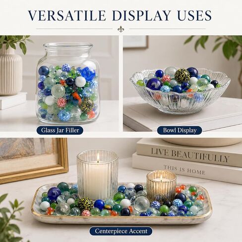 HYSTYLE 61 Pcs Glass Marbles Bulk, Multiple Colors Assorted Cat Eye Marbles in 3 Sizes, Decorative Glass Balls for Marble Bounce Game, Vase Fillter, Party Favor, Fish Tank Decoration in Saudi Arabia