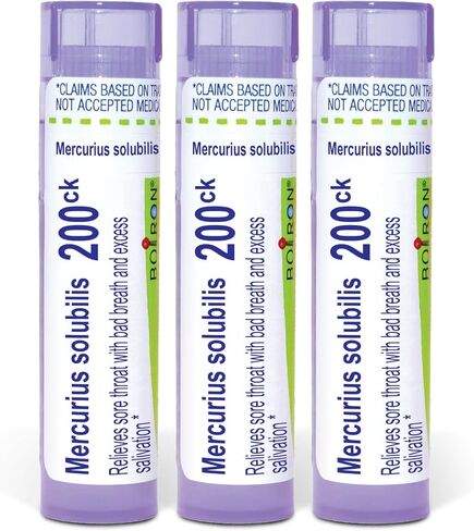 Boiron Mercurius Solubilis 200ck Homeopathic Medicine for Sore Throat - 80 Count (Pack of 3) in Kuwait