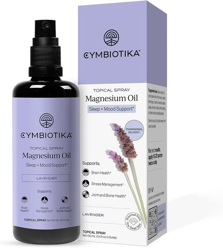 CYMBIOTIKA Topical Magnesium Oil Spray for Body, Supplement for Leg Cramps, Muscle, Joint Health & Sleep Support, Includes Magnesium Chloride, Lavender Extract, Aloe Vera - Skin Applicator in Saudi Arabia