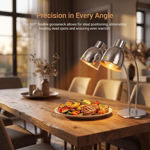 Food Heat Lamps with Dual 250w Bulbs Food Warmer Lights Food Heating Warmer Lamp Restaurant Kitchen Buffet Warmer Table (Double Head) in Kuwait