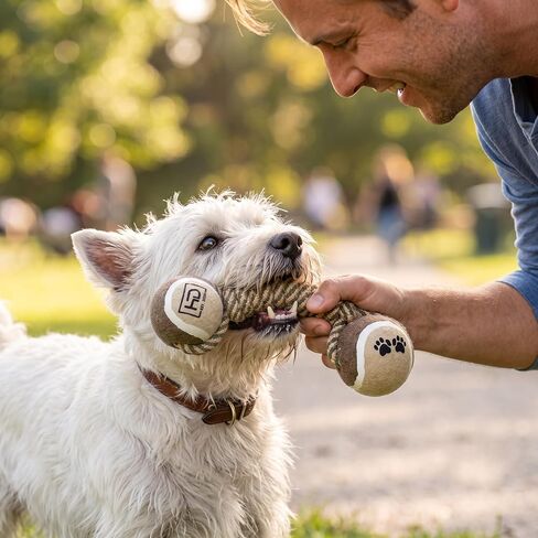 Tennis Ball Rope Toy for Dogs, 2-in-1 Fetch & Tug Chew Toy, Tug of War Toy in Saudi Arabia
