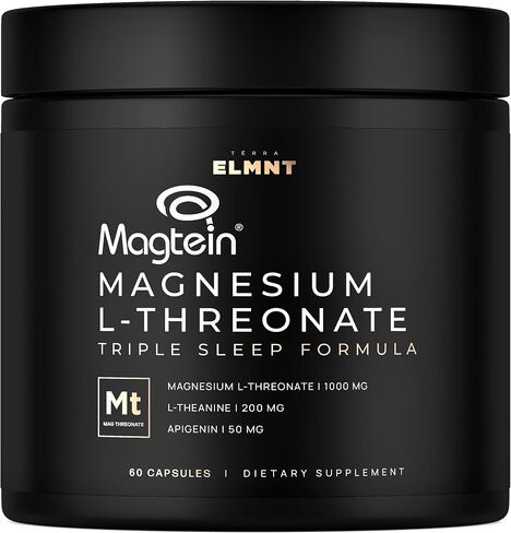 ELMNT Triple Sleep Magnesium Threonate w. Apigenin, Theanine & Magtein Magnesium L-Threonate - Highest Absorption Magnesium Supplement Capsules - Natural Sleep Aid for Sleep, Calm & Stress Support in Saudi Arabia