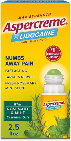 Aspercreme Essential Oils Lidocaine Pain Relief with Rosemary & Mint, Roll-On No Mess Applicator, 2.5 oz. in Saudi Arabia