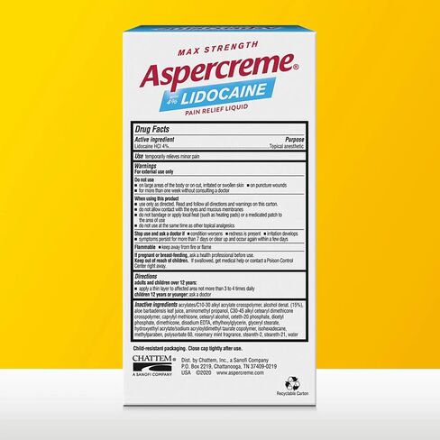 Aspercreme Essential Oils Lidocaine Pain Relief with Rosemary & Mint, Roll-On No Mess Applicator, 2.5 oz. in Saudi Arabia