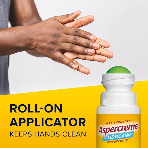 Aspercreme Essential Oils Lidocaine Pain Relief with Rosemary & Mint, Roll-On No Mess Applicator, 2.5 oz. in Saudi Arabia