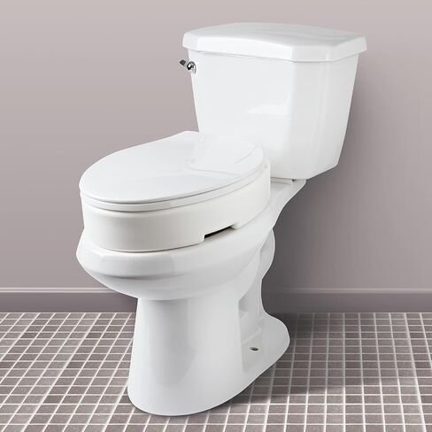 Carex Elongated Hinged Raised Toilet Seat, Adds 3.5 Inches of Height to Toilet, 300 Pound Weight Capacity, Toilet Seat Riser, Elevated Toilet Seat And Handicap Toilet Seat in Kuwait