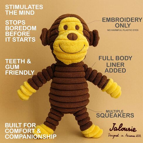 Jalousie Plush Toys Assortment Value Bundle Puppy Pet Mutt Squeak Toy for Medium Large Dogs (5 Pack Corduroy) in Kuwait