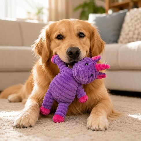 Jalousie Plush Toys Assortment Value Bundle Puppy Pet Mutt Squeak Toy for Medium Large Dogs (5 Pack Corduroy) in Kuwait