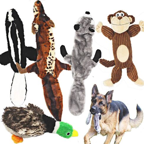 Jalousie Plush Toys Assortment Value Bundle Puppy Pet Mutt Squeak Toy for Medium Large Dogs (5 Pack Corduroy) in Kuwait