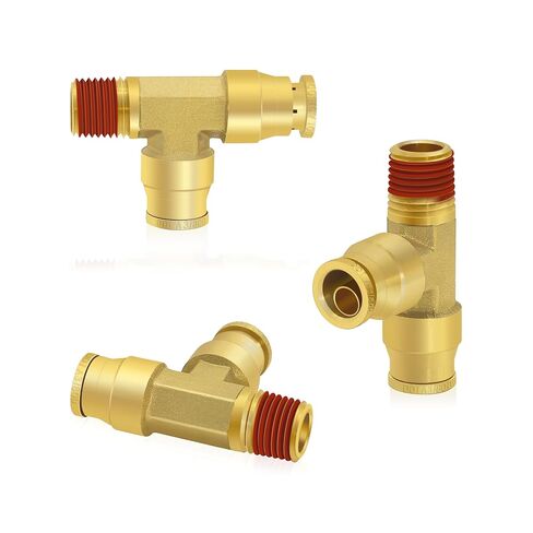 Siptenk 1/4 Brass Push to Connect Fittings 3PCS, 1/4 Inch OD Tube Tee Union DOT Air Fittings Air Brake Line Fittings Brake Connector for Truck Trailers Industry Air System in Kuwait