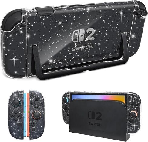 DLseego Dockable Crystal Case for Nintendo Switch, Glitter Bling Cover with Shock-Absorption and Anti-Scratch Design Protective Case - Crystal Glitter in Kuwait