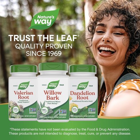 Nature's Way Willow Bark, Traditional Relief of Discomfort Due to Occasional Overexertion*, Non-GMO Project Verified, 800 mg per Serving, 100 Vegan Capsules in Kuwait