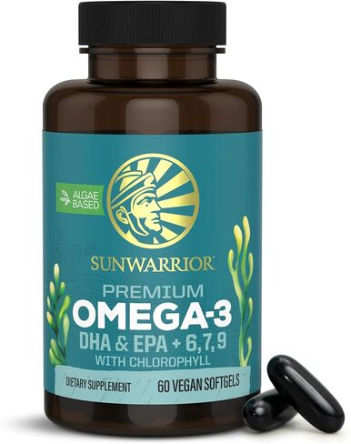 Sunwarrior Vegan Omega 3 DHA & EPA Supplement Algal Oil Preferred Alternative to Fish Oil Supports Brain Eye Joint & Heart Health (60 Count) in Saudi Arabia