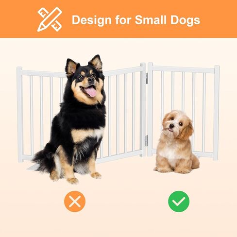 Snughome Short Dog Gate Indoor, 16" High Freestanding Small Dog Door with Support Feet, Expands Up to 37’’ Wide Foldable Pet Gate for Doorway, 3 Panel Folding Pet Door Pet Fence for Puppy, White in Kuwait