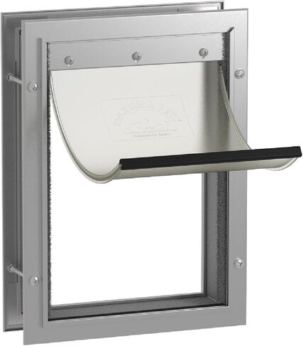 Hakuna Pets Deluxe Aluminum Pet, Cat and Dog Door with 2-Way Locking Panel for Screens, Doors and Walls up to 2.8" Thick, Small, Black in Kuwait