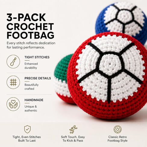 Crochet Footbags 3 Pack Durable Woven Cotton Hacky Kick Sack Juggling Balls in Saudi Arabia
