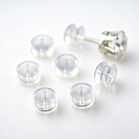 Comfort Silicone Earring Backs, Especial High Transparency Hypoallergenic Soft Clear Replacement Stoppers for Stud, Post, Hoop, and Fishhook Earrings, 50 Pcs in Kuwait