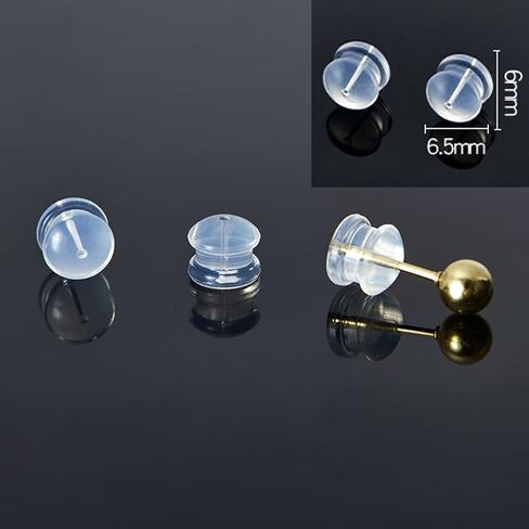 Comfort Silicone Earring Backs, Especial High Transparency Hypoallergenic Soft Clear Replacement Stoppers for Stud, Post, Hoop, and Fishhook Earrings, 50 Pcs in Kuwait