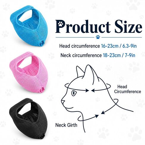 3 Pack Cat Muzzle for Grooming, Adjustable Muzzles for Cats in Kuwait