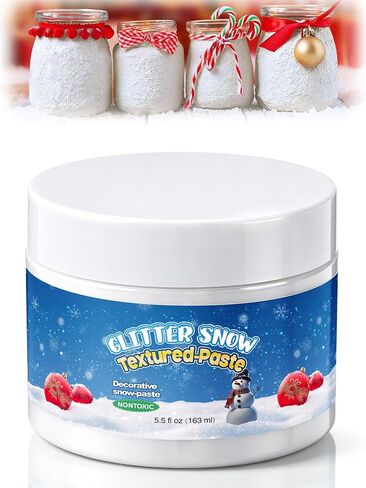 5.5oz Glitter Snow Textured Paint, Decorative Snow Textured Paste, Non-Toxic Non Yellowing Fluffy Crafting Glue with Sparkling Finish, Ideal for Christmas Decor Crafts in Saudi Arabia
