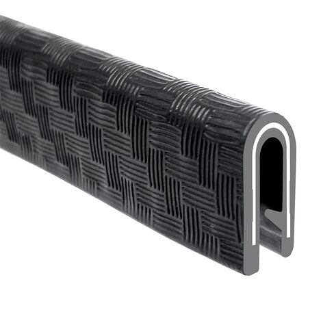 TRIM-LOK - 62B3X3/32-25 Trim-Lok Edge Trim - يناسب حافة 3/32 بوصة، طول الساق 3/8 بوصة، طول 25 بوصة، أسود، نسيج حصوي - واقي حافة مرن من البولي فينيل كلوريد للأسطح الحادة/الخشنة، سهل التنظيف ثَبَّتَ in Kuwait