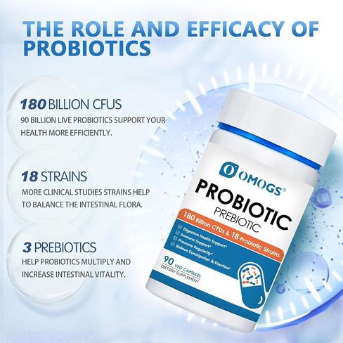 OMOGS Probiotics 120 Billion CFUs 18 Strains,3Prebiotics,Probiotics Capsule Suppment Helps Support Digestive & Gut Health, Immune Strength & Absorb Nutrition, 60 Capsules (60 Day Supply) in Kuwait