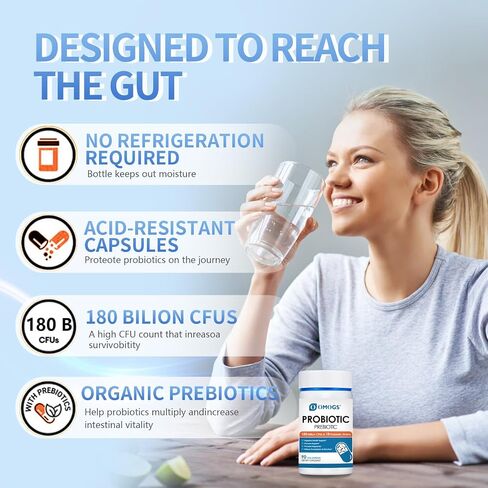 OMOGS Probiotics 120 Billion CFUs 18 Strains,3Prebiotics,Probiotics Capsule Suppment Helps Support Digestive & Gut Health, Immune Strength & Absorb Nutrition, 60 Capsules (60 Day Supply) in Kuwait