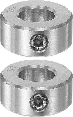 HARFINGTON 2pcs Shaft Collar 7/16" Bore 304 Stainless Steel Set Screw Shaft Collars, 7/8" OD, 7/16" Width, for Wheel Barrow Axle, Gearbox Assemblies, Machine Tools, Industry in Kuwait