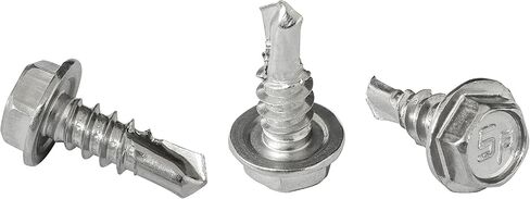 #8 x 3/4" Hex Washer Head Self-Drilling Tek Screw Zinc Plated Steel for Attaches Sheet Metal Steel or Steel to Metal - Box of 100 in Saudi Arabia