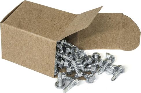 #8 x 3/4" Hex Washer Head Self-Drilling Tek Screw Zinc Plated Steel for Attaches Sheet Metal Steel or Steel to Metal - Box of 100 in Saudi Arabia