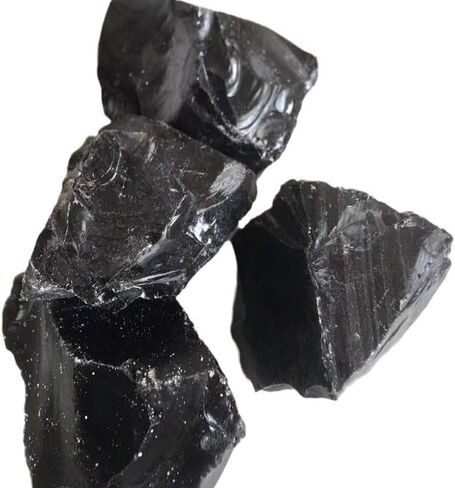 Natural Obsidian Healing Crystal Raw Gemstones Rocks Stones One Piece for Home Office Decoration, Tumbling, Polishing, Crystal Healing 300-400 Grams (Black Obsidian 300g 1 Piece) in Kuwait