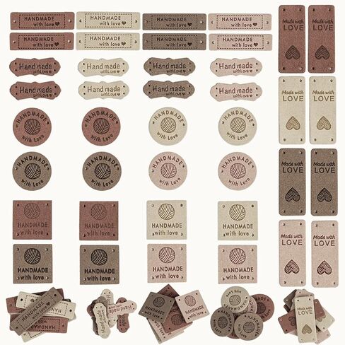 TOGETRUE 40pcs Leather Handmade Tags, Made with Love Tags, Crochet Tags in Kuwait