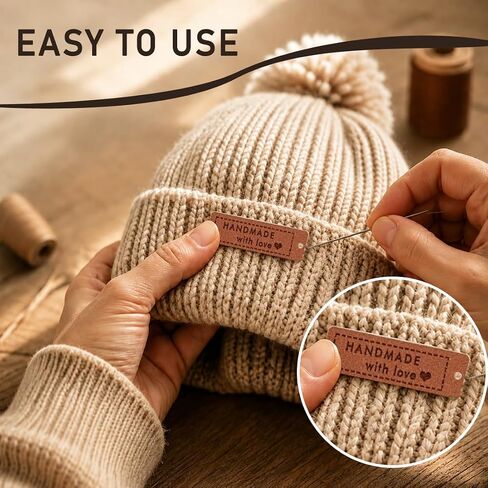 TOGETRUE 40pcs Leather Handmade Tags, Made with Love Tags, Crochet Tags in Kuwait