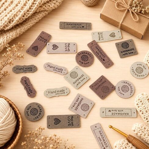 TOGETRUE 40pcs Leather Handmade Tags, Made with Love Tags, Crochet Tags in Kuwait